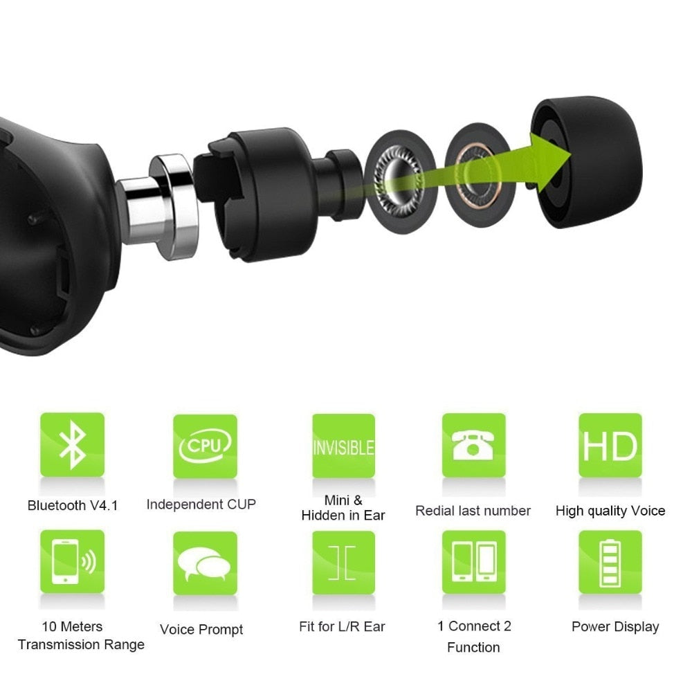 Wireless In-ear Earbuds with Built in Mic