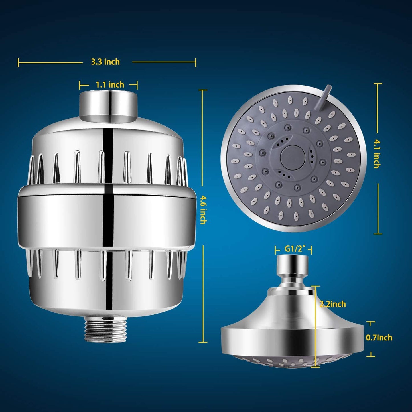 Carbon Water Filter Replacement Showerhead High Pressure Nozzle