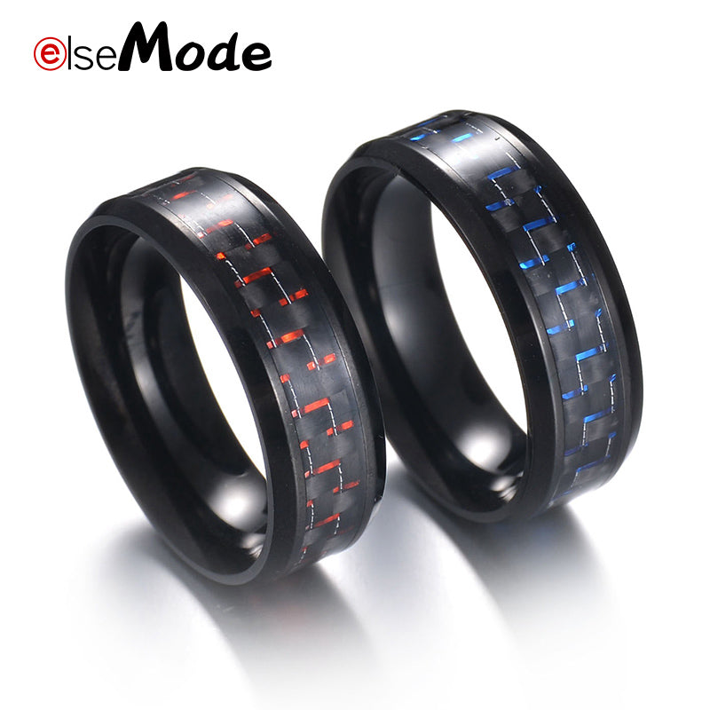 Titanium Band Ring With Carbon Fiber