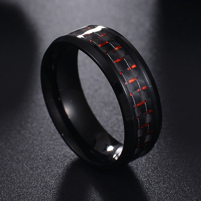 Titanium Band Ring With Carbon Fiber