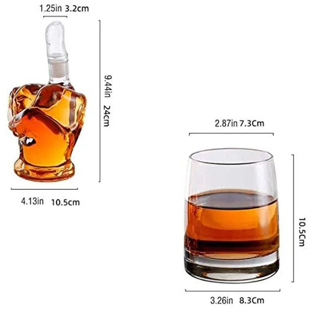 Funny Middle Finger Shaped Decanter Set (Incl Bottle and 2 Glasses)