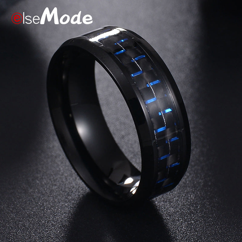 Titanium Band Ring With Carbon Fiber