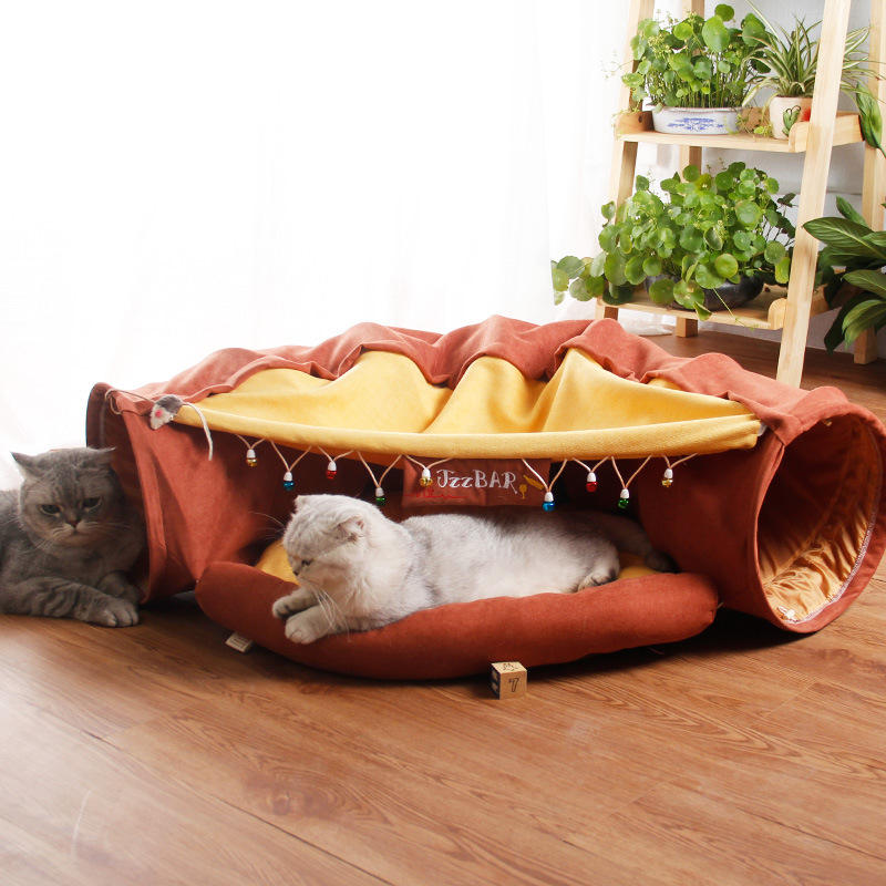 Cat Canopy + Play Tunnel 2 in 1. Your Furry Friends New Favorite Place To Nap and Play