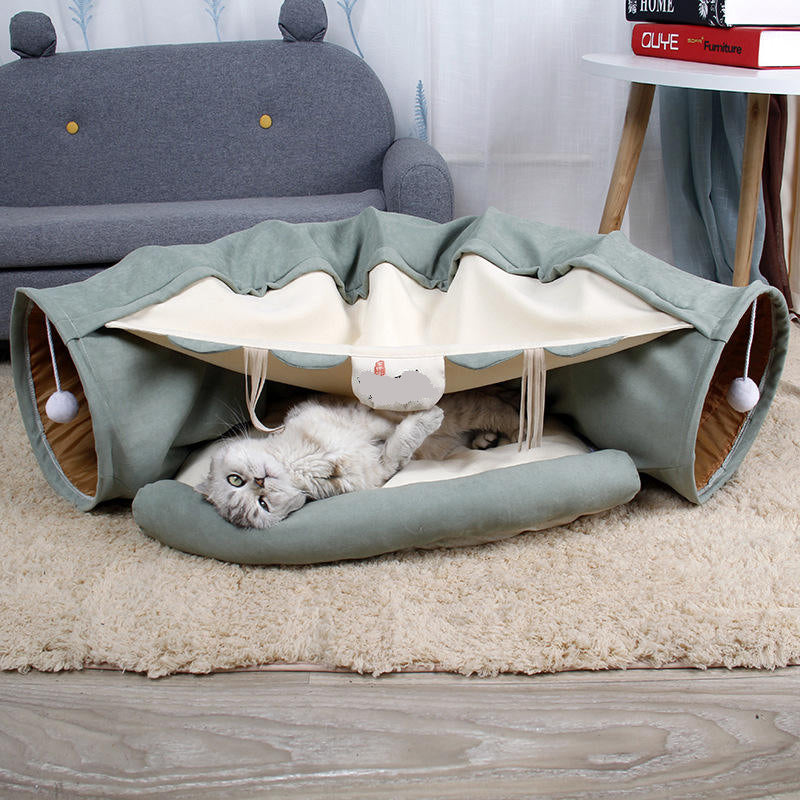 Cat Canopy + Play Tunnel 2 in 1. Your Furry Friends New Favorite Place To Nap and Play