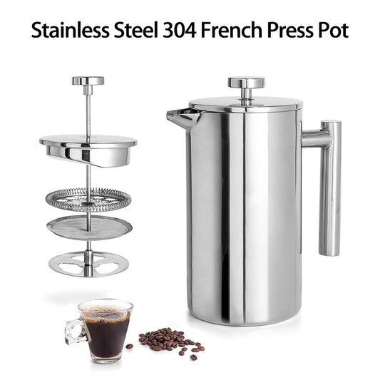 304 Stainless Steel French Press - Double Layer Insulated