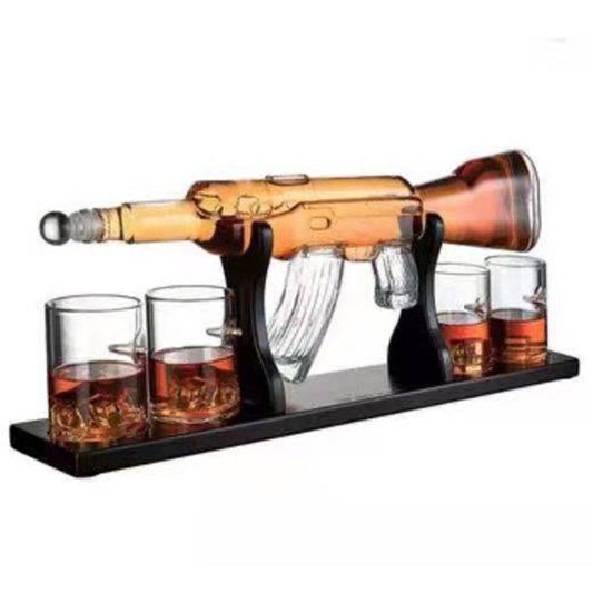 Premium AK Rifle Shaped Decanter for the Gun Nut in your Life (Incl. 4 Glasses)