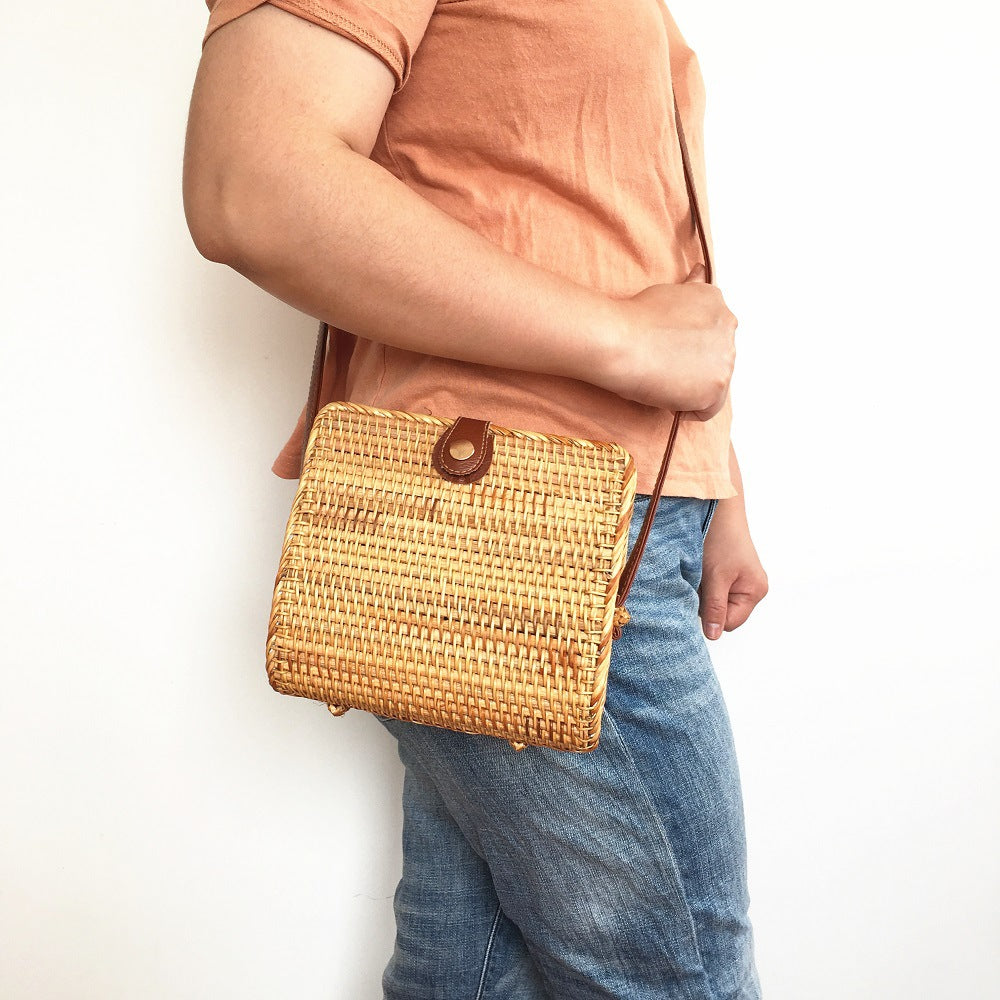 Bohemian Retro Rattan Straw Beach Time Bag