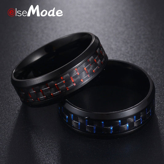 Titanium Band Ring With Carbon Fiber