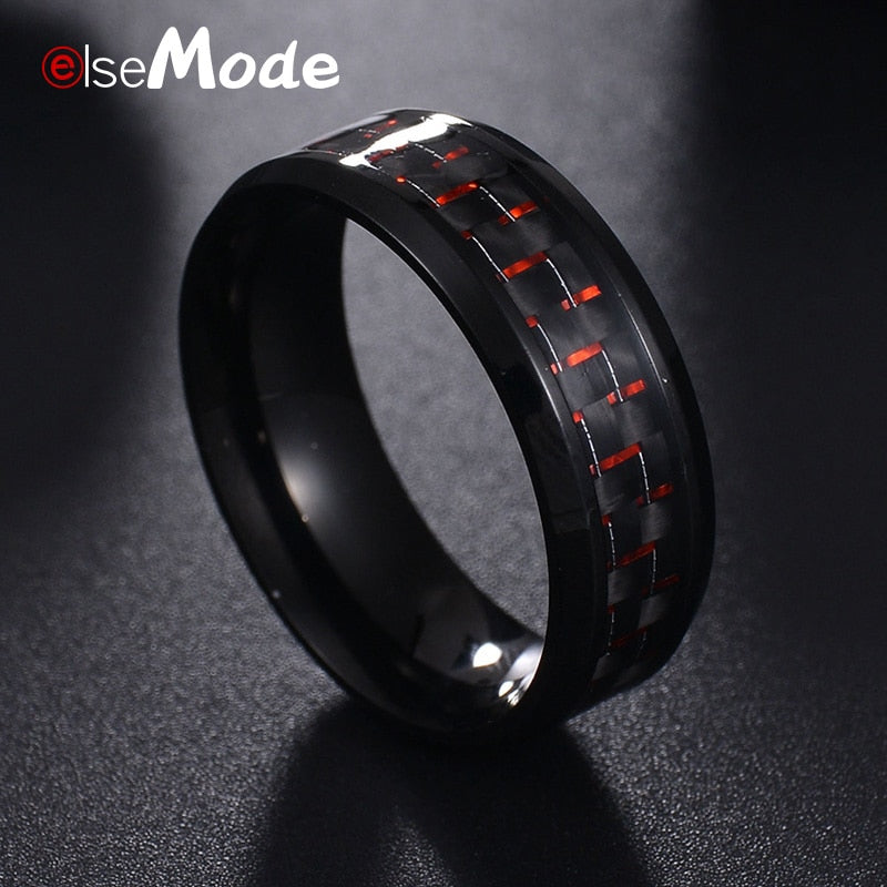 Titanium Band Ring With Carbon Fiber