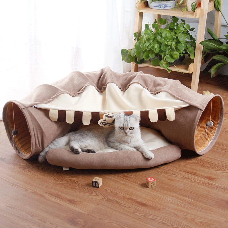 Cat Canopy + Play Tunnel 2 in 1. Your Furry Friends New Favorite Place To Nap and Play