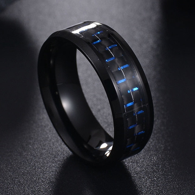 Titanium Band Ring With Carbon Fiber